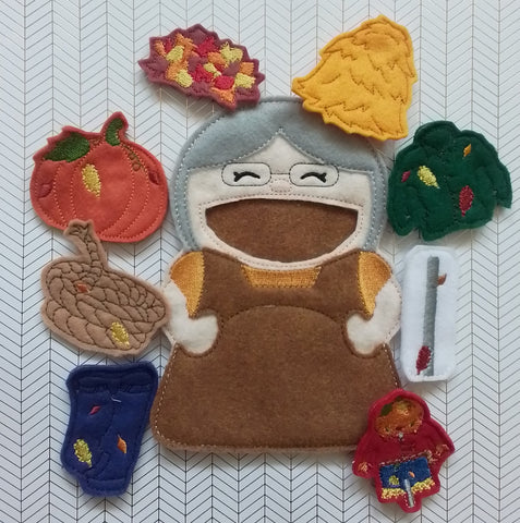 Old Lady Who Swallowed Some Leaves Finger Puppet Set